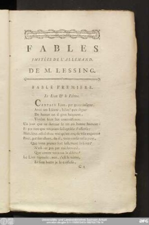 Fable Premiere. Le Lion & le Lièvre.