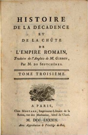 Histoire de la décadence et de la chûte de l'empire romain, 3
