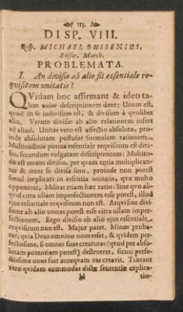 Disp. VIII. Resp. Michael Bussenius