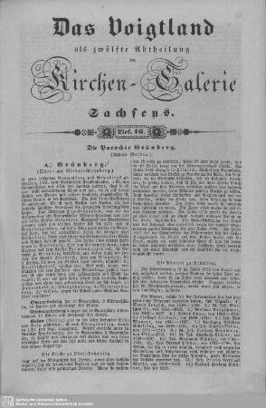 Die Parochie Grünberg, Heyersdorf, Werdau (Beschluß), Die Parochie Lauenhain, Lauterbach, Die Parochie Langenreinsdorf : 16. Lieferung