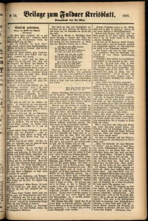 Zweite Ausgabe vom Samstag, den 18. Mai 1901.