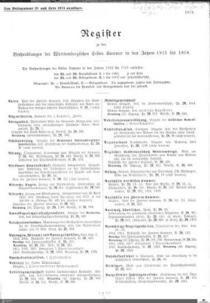 Register Kammer der Standesherren 1913-1918