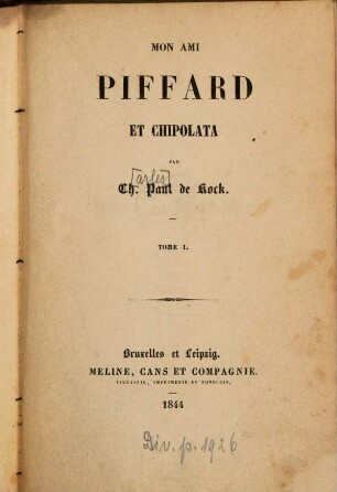 Mon ami Piffard et Chipolata, 1