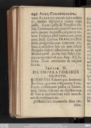 Sectio II. De Imperatoribus Orientis.