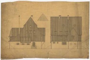 Kunstgewerbeausstellung 1904, Breslau Einfamilienhaus: Ostansicht und Nordansicht (Variante)