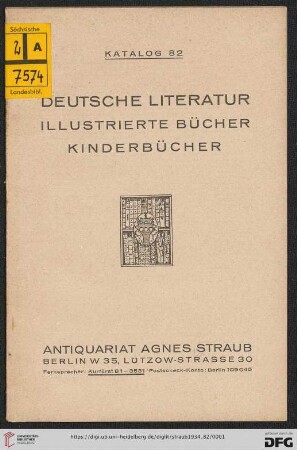 Nr. 82: Katalog: Deutsche Literatur : illustrierte Bücher, Kinderbücher