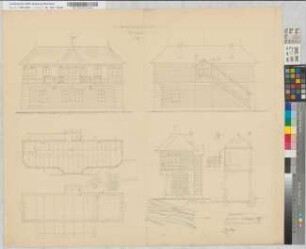 Stellwerksgebäude "Mt" Ruhrort: Grundrisse, Ansichten, Schnitt, Lageplan, M. 1:50 Hgs, Sknr.: 1, Fanr.: 8, Bunr.: 1