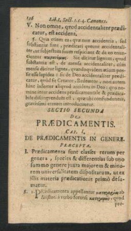 Sectio Secunda De Praedicamentis.