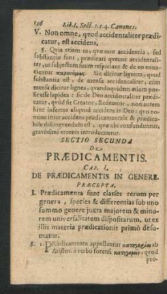 Sectio Secunda De Praedicamentis.
