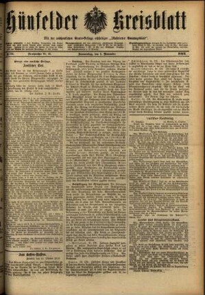 Erste Ausgabe vom Donnerstag, den 02. November 1916.