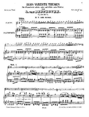Beethoven's Werke, 118 = Serie 14: Für Pianoforte und Blasinstrumente. 10 Themen für Pianoforte und Flöte oder Violine (ad libitum) : op. 107 ; Heft 4