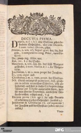 Decuria prima.