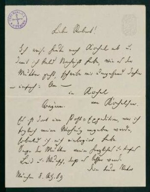 Brief vom 8. August 1869