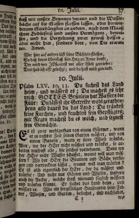 10. Julii. Psalm LXV. 10, 11. - 18. Julii. Lucä. VI. 1.