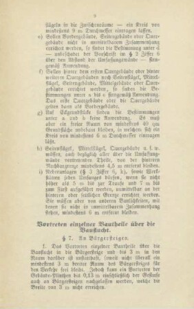 Vortreten einzelner Bautheile über die Bauflucht
