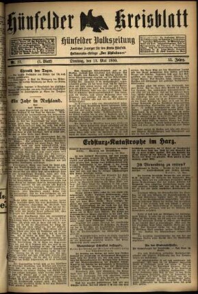 Erste Ausgabe vom Dienstag, den 13. Mai 1930.