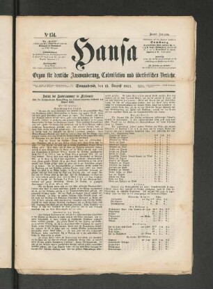 No. 151. Sonnabend, den 13. August 1853.