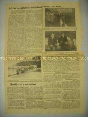 Sammlung von Ausschnitten der "Nordwestdeutschen Zeitung" mit dem Fortsetzungsartikel über die Versenkung der "Columbus", die Gefangenschaft und Heimkehr der Besatzung - Nachlass