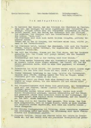 Kreis Großenhain / Tod und Begräbnis [Umfrage in Orten im Kreis Großenhain]
