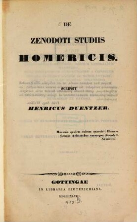 De Zenodoti studiis Homericis