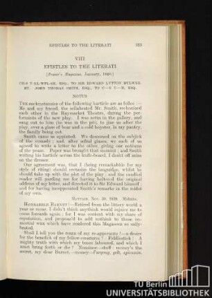 VIII. Epistles to the literati. [Fraser's Magazine, January, 1840.]