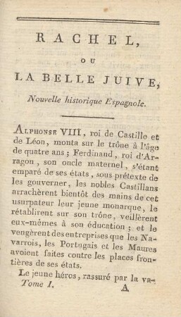 Rachel, ou la Belle Juive, Nouvelle historique Espagnole