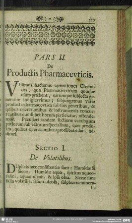 Pars II. De Productis Pharmaceuticis