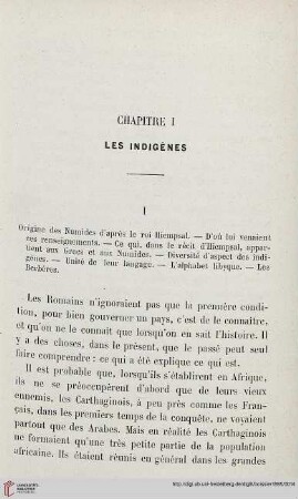 Chapitre I: Les Indigènes