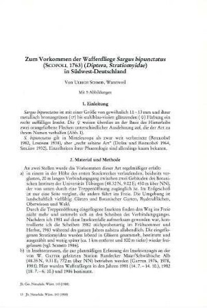 Zum Vorkommen der Waffenfliege Sargus bipunctatus (SCOPOLI, 1763) (Diptera, Stratiomyidae) in Südwest-Deutschland