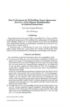 Zum Vorkommen der Waffenfliege Sargus bipunctatus (SCOPOLI, 1763) (Diptera, Stratiomyidae) in Südwest-Deutschland