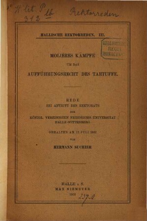 Molières Kämpfe um das Aufführungsrecht des Tartuffe