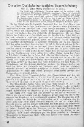 Die ersten Vorläufer der deutschen Bauernbefreiung