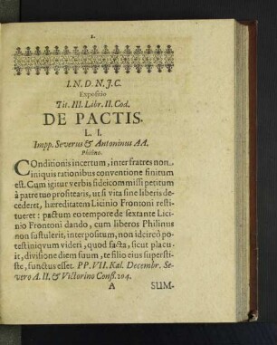 I.N.D.N.J.C. Expostio Tit. III. Libr. II. Cod. De Pactis.