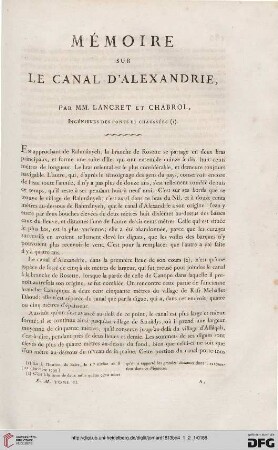 Mémoire sur le canal d'Alexandrie