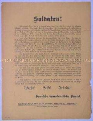 Programmatischer Beitrittsaufruf der Deutschen demokratischen Partei an die heimkehrenden Soldaten