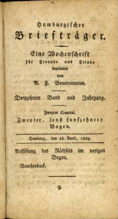 Zweyter, sonst fünfzehnter Bogen