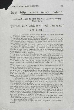 Truppen-Nachrichtenblatt : Foch führt einen neuen Schlag