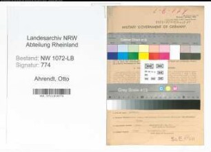 Entnazifizierung Otto Ahrendt , geb. 11.04.1897 (Kaufmann)