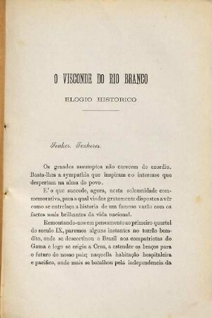 José Maria da Silva Paranhos Visconde do Rio Branco : Elogio historico