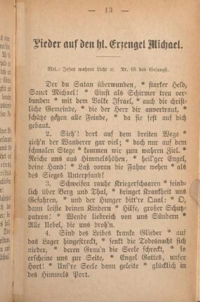 Lieder auf den hl. Erzengel Michael.