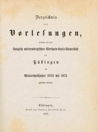 Vorlesungsverzeichnis 1870/71