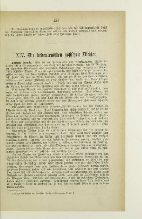 XIV. Die bedeutendsten höfischen Dichter