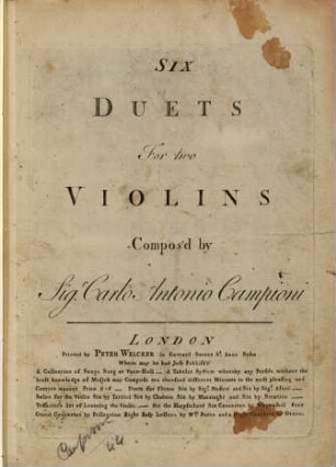 Six duets for two violins