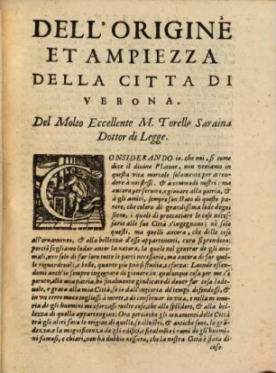 Dell'Origine Et Ampiezza Della Città Di Verona