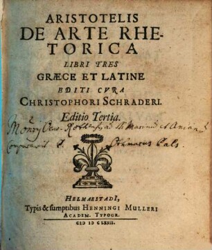 Aristotelis De Arte Rhetorica Libri Tres