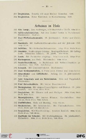 Arbeiten in Holz (Nr. 285-307)