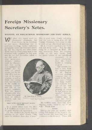 Foreign missionary secretary's notes
