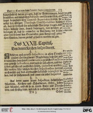 Das XXXII. Capitul: Von denen Kirchen-Inspectoren