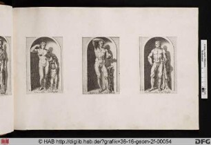 Rechts: Statue Herkules aus der Sammlung Borghese.