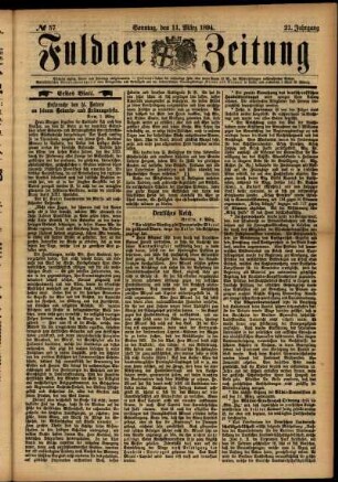 Erste Ausgabe vom Sonntag, den 11. März 1894.